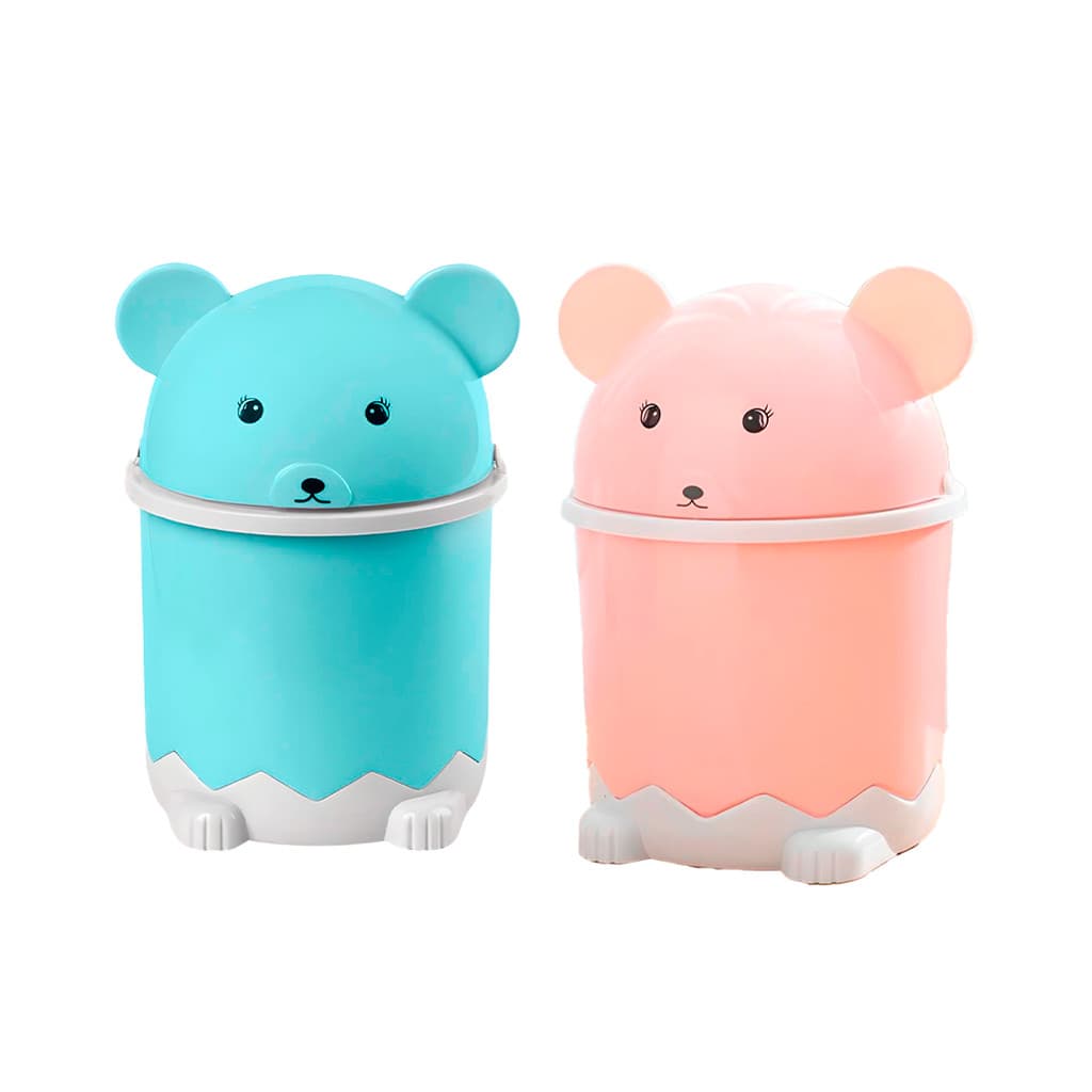 Multiuso Mini Lixeira Mesa Urso Gatinho Quarto Lata Lixo Organizador Infantil 2,3L Organizador Cesto
