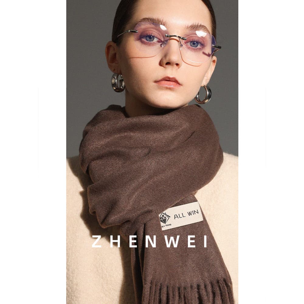Lenço de lã xale feminino inverno dupla utilização 2025 novo estilo Popular estilo ocidental marrom babador exterior jog