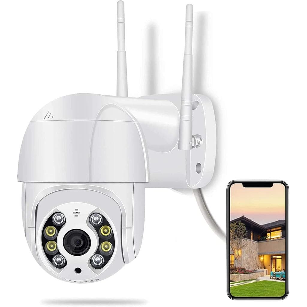 Câmera de Segurança PTZ 1080p Wi-Fi 2.4G IP66 com Visão Noturna, Detecção de Movimento e Áudio