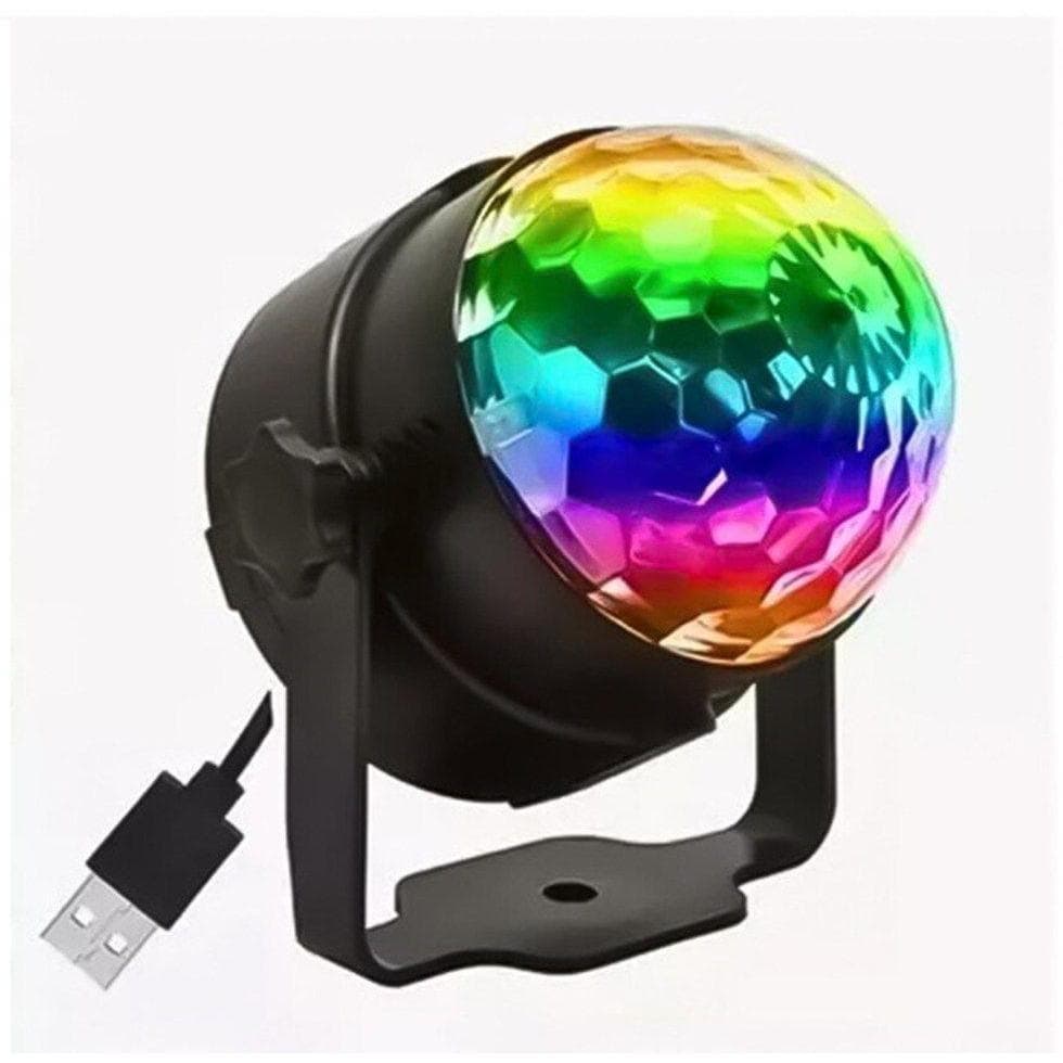 Globo de Luz Giratório DJ Para Festa USB Projetor de Luz RGB Bivolt