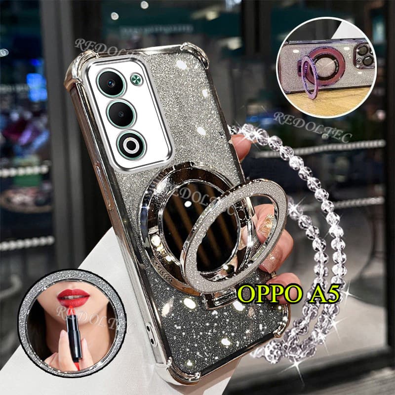 Capa ZXCA OPPO A5 5G 4G 2025 Capa de telefone Quatro cantos à prova de choque OPPO A5 OPPOA5 Glitter Capa de telefone No
