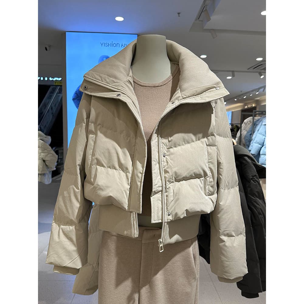 Único Super bonito damasco curto para baixo jaqueta feminina inverno 2025 novo estilo pequeno High-End pão jaqueta gross