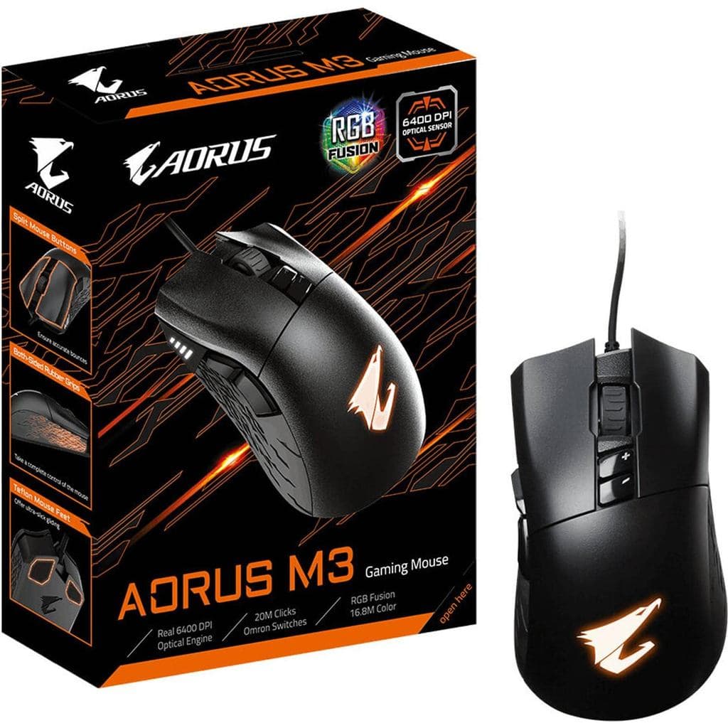 Mouse Gamer Aorus M3 Gigabyte 6400 DPI RGB USB