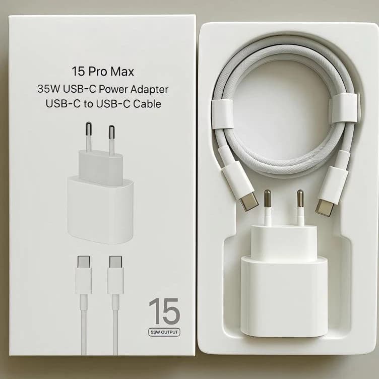 Carregador iPhone Original 15 e 16 Pro Max 35W Turbo Fonte USB-C + Cabo Tipo-C Tipo C de 1M Lacrado