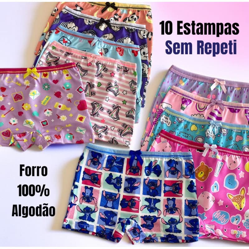 kit 10 calcinha box infantil malha fria confortável calcinha Box conforto e qualidade