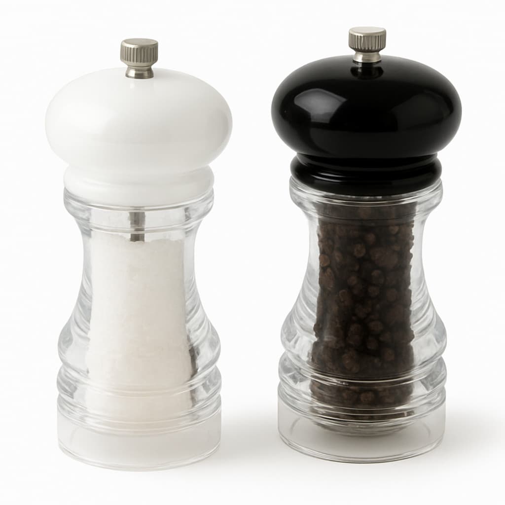 Kit Moedor de Sal e Pimenta Acrílico Ajustável Gourmet