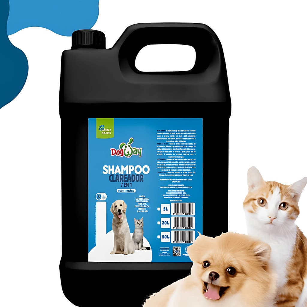 Shampoo Clareador 7 em 1 DogWay para Cães e Gatos Profissional Galão 5L