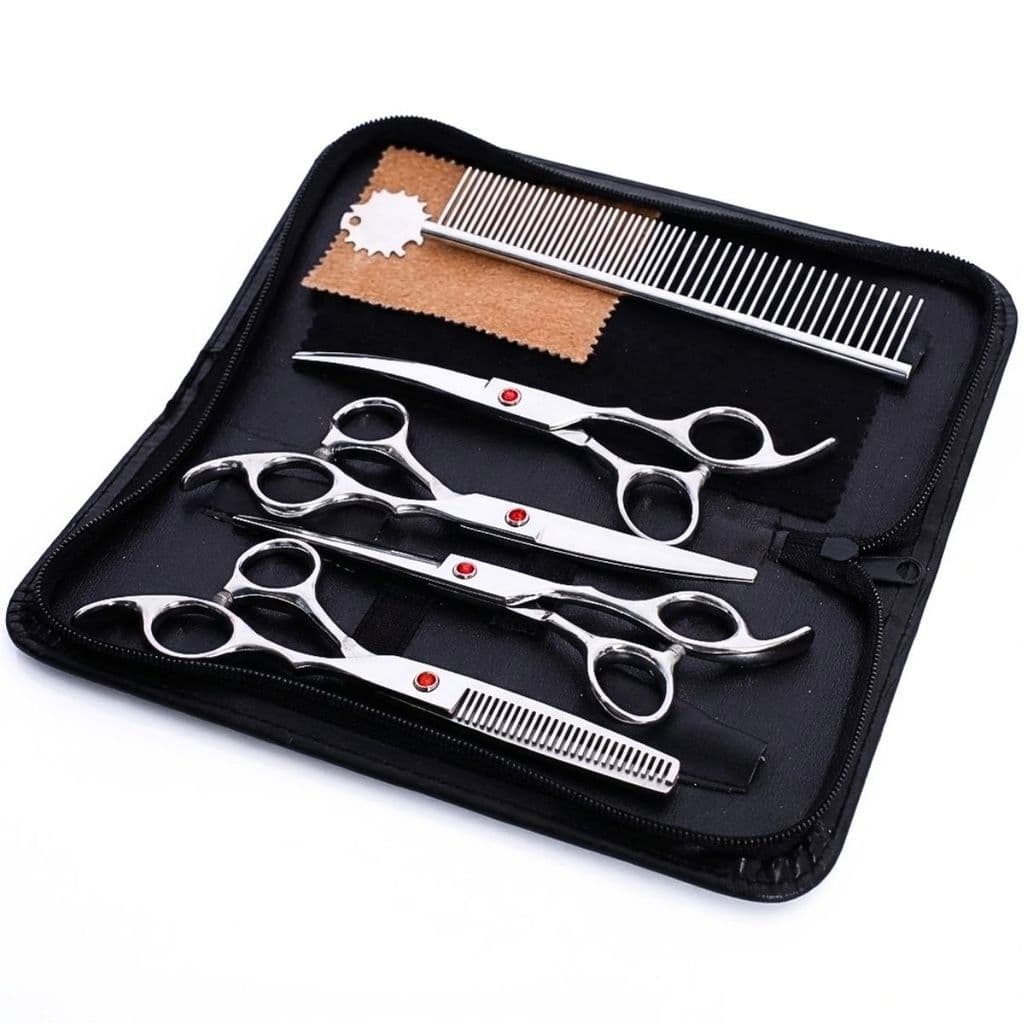 Kit Profissional de Tesouras para Cabelo - 4 Tesouras de Aço Inoxidável + Pente e Acessórios
