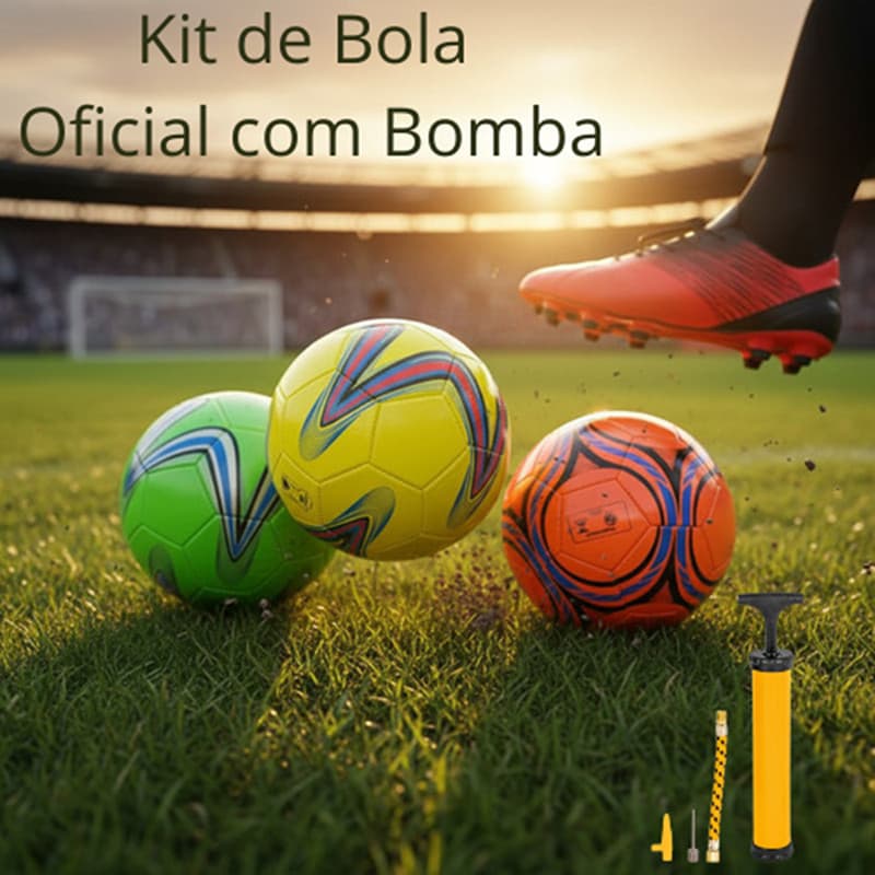 Bola Futebol Oficial Campo com Bomba Tamanho 5 Duravel Alta Performance Treino Criança
