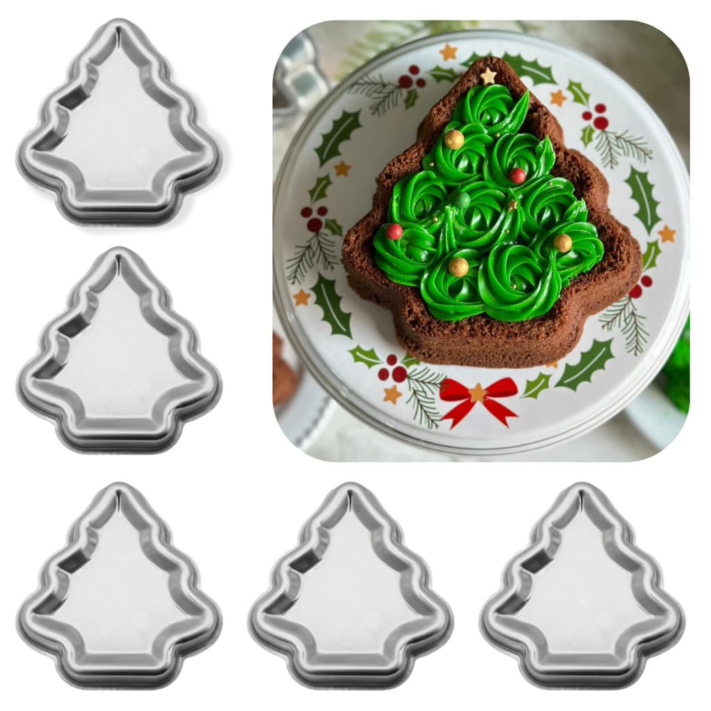 Kit 5 Formas Ballerine Pinheiro Bolo Torta Pudim Natal 18cmx4,5cm