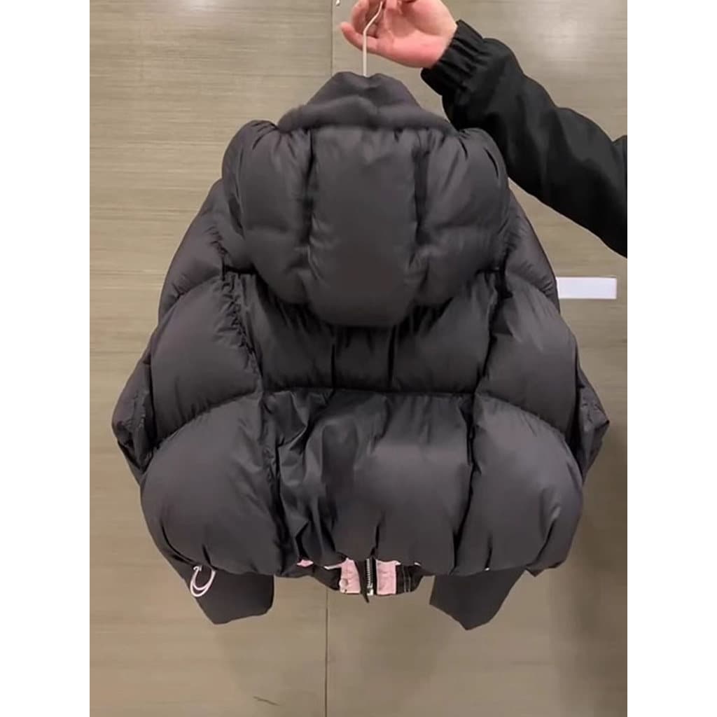 High-End sentimento Super agradável preto curto para baixo jaqueta feminina inverno 2025 novo estilo moda pão jaqueta gr