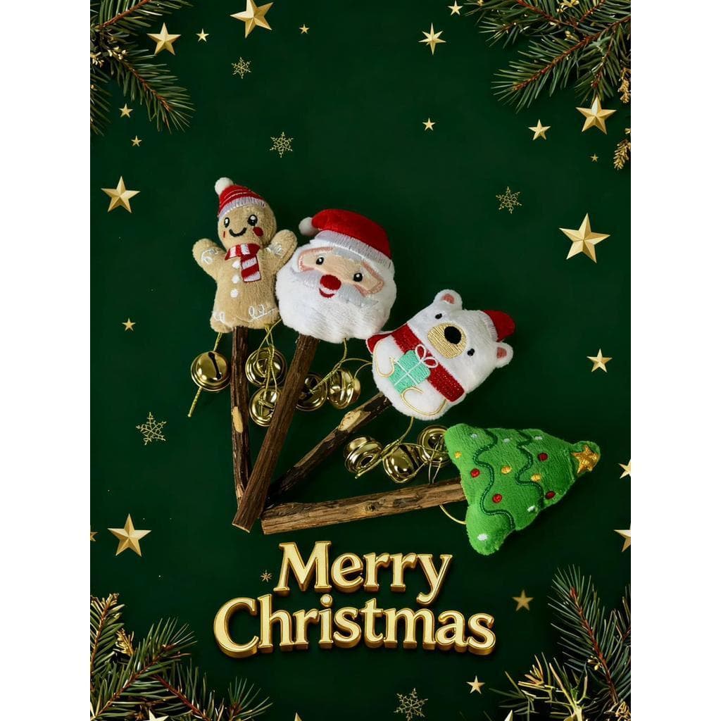 Brinquedo de Natal para Pets – Mordedor Boneco com Sino, Alta Qualidade