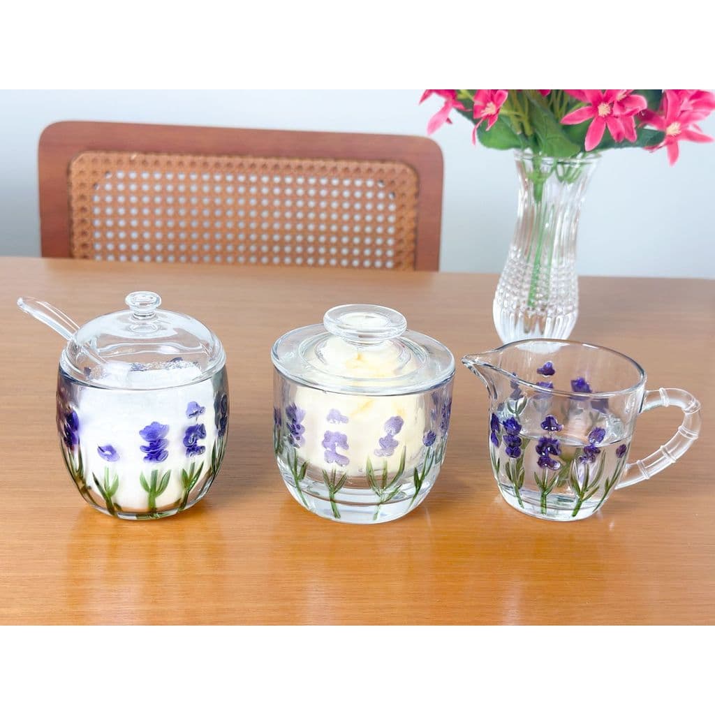 Kit Cantinho do Café Lavanda - Açucareiro | Manteigueira Francesa | Leiteira Lyor