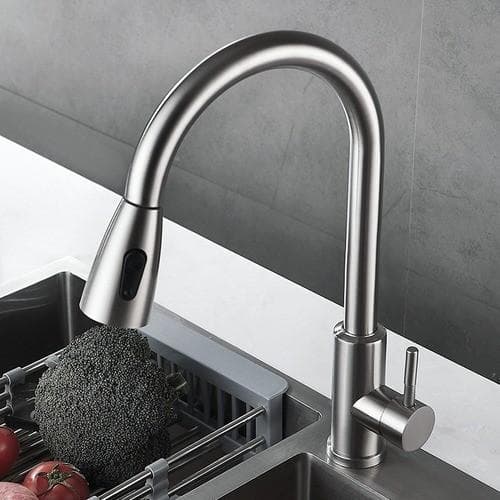 HKX Torneira de Bancada Cozinha Gourmet Extensível Monocomando Chuveirinho Aço Escovado Inoxidável 304 HKX