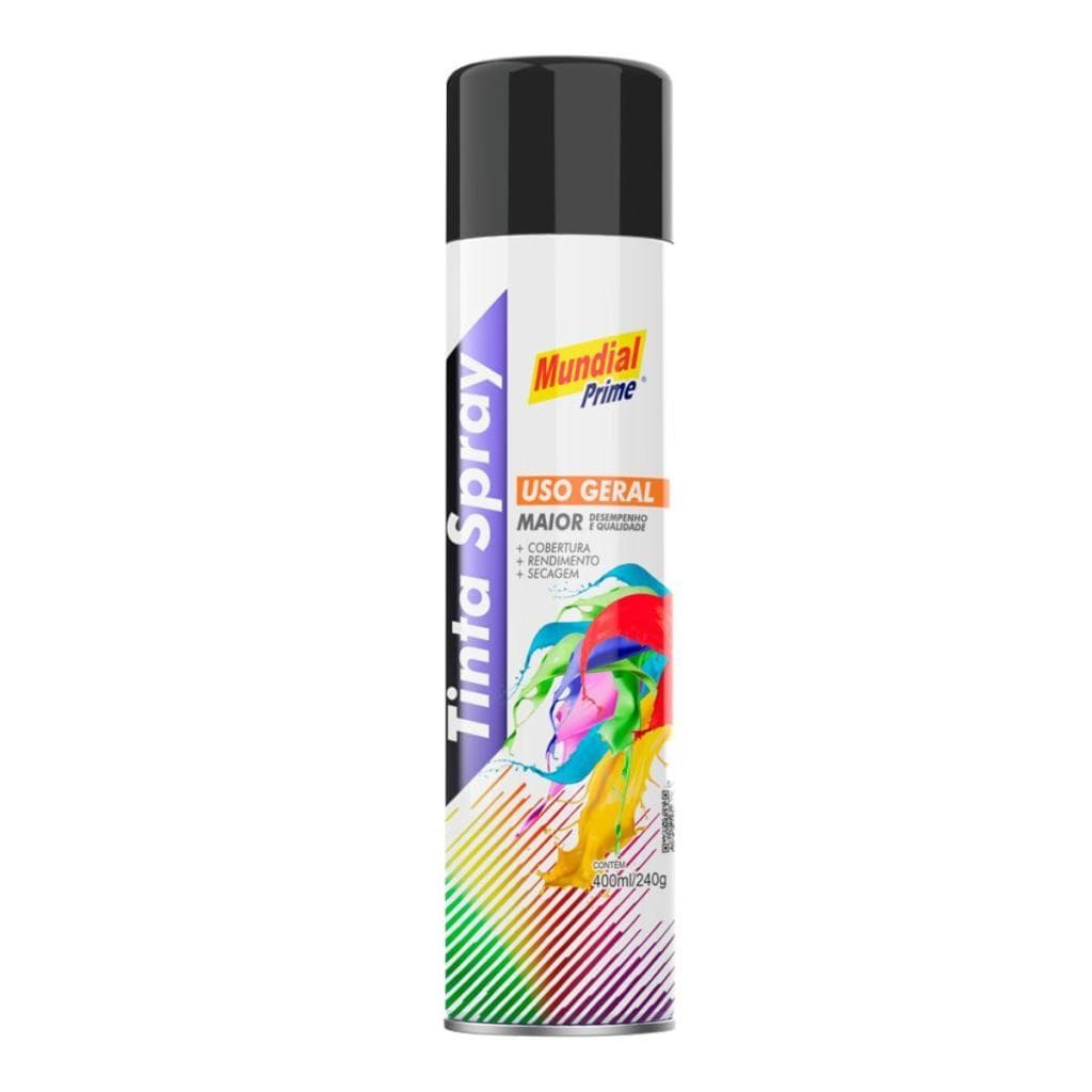 Tinta Spray Preto Semi Brilhante 400ml – Mundial Prime