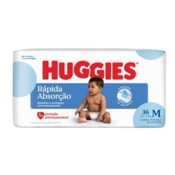 Fralda descartável Huggies Rápida Absorção Tamanho M 36 fraldas Cuidado 1