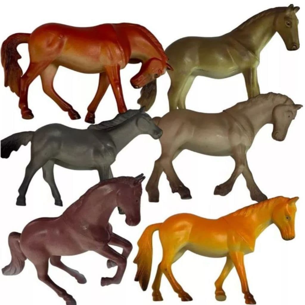 KIT COM 6 CAVALOS 16CM CADA BRINQUEDO DE BORRACHA