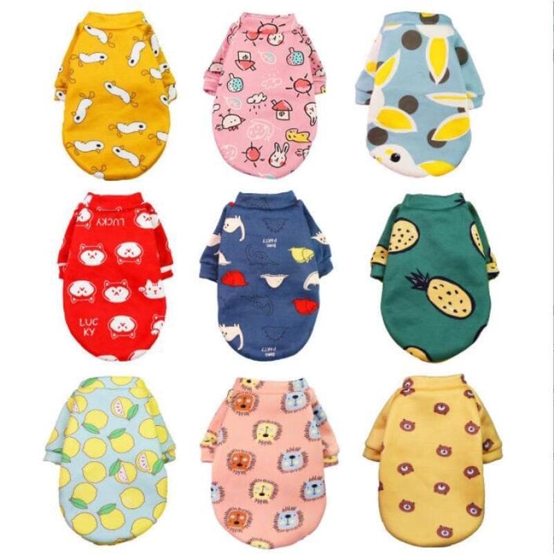 Fantasia para Cães e Gatos de Estimação, Estampa de Animal Fofa, Jaqueta de Algodão Macio, Suéter Pullover&&**-*&*-&*-