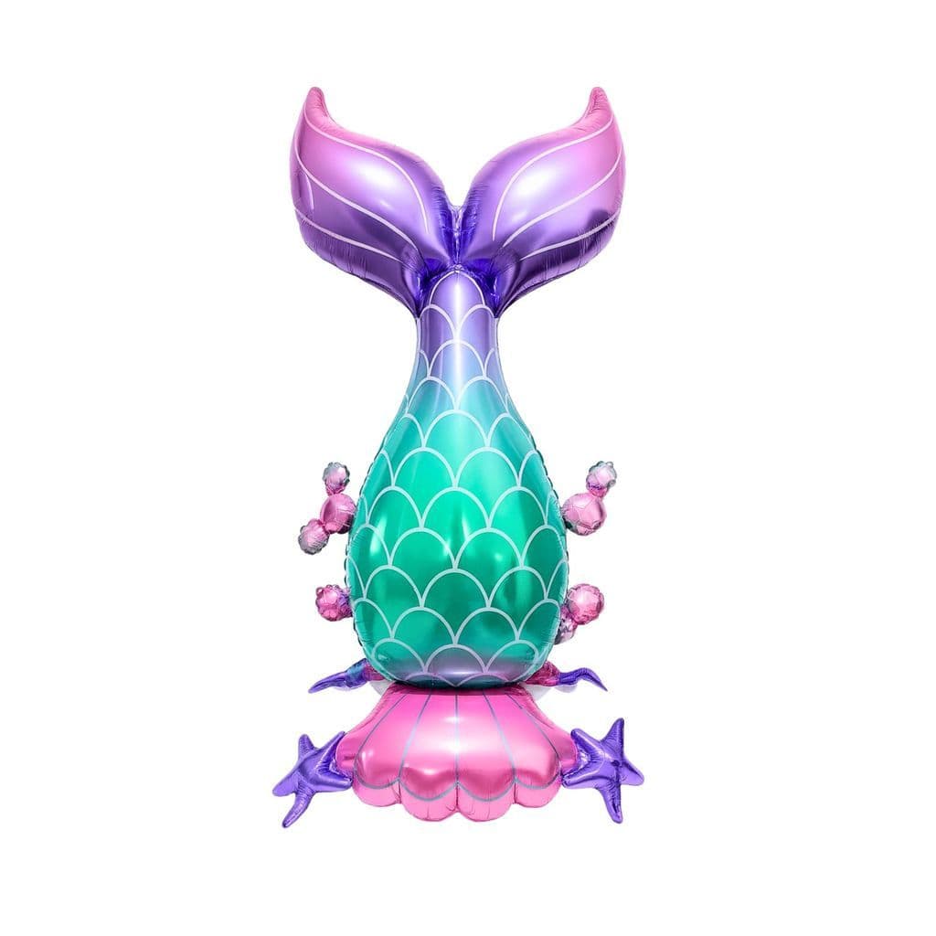 Balão Metalizado Rabo Calda De Sereia C/ Base 125cm Festa Decoração enfeite aniversario surpresa