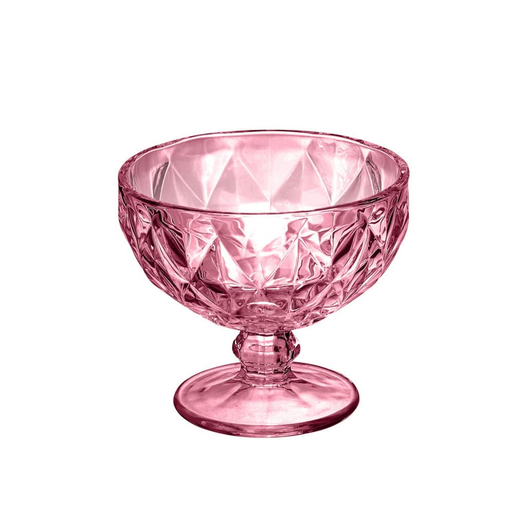 Jogos 12 Taças Vidro Diamante Marsala 380ml Sobremesa Sorvete Doce Casa Cozinha Gourmet Luxo