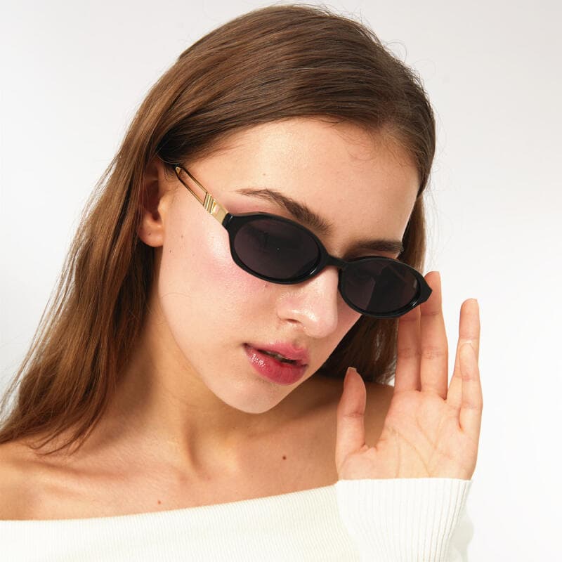 Óculos de Sol Retrô Pequenos Ovais Femininos, Óculos de Sol Fashion UV400, Óculos de Sol Punk Masculinos