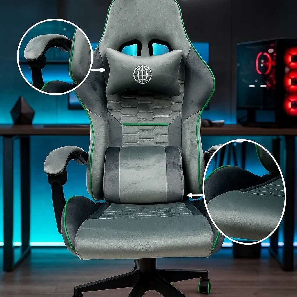 Cadeira Gamer Ergonômica Giratória Reclinável Ajustável Apoio Lombar Escritório Home Office Preta