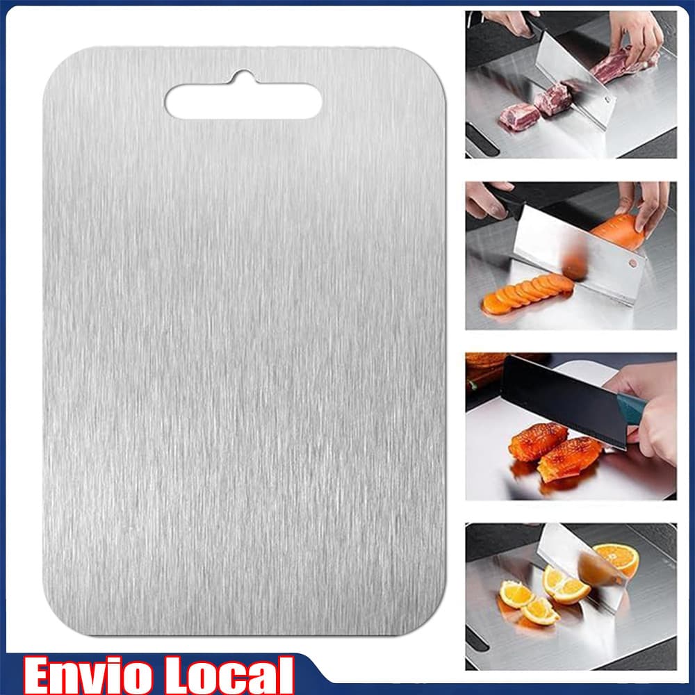 Tábua de corte de aço inoxidável 28 x 39 cm | Especial para Corte de Carne Legumes Antiderrapante Corro Resistente ao De