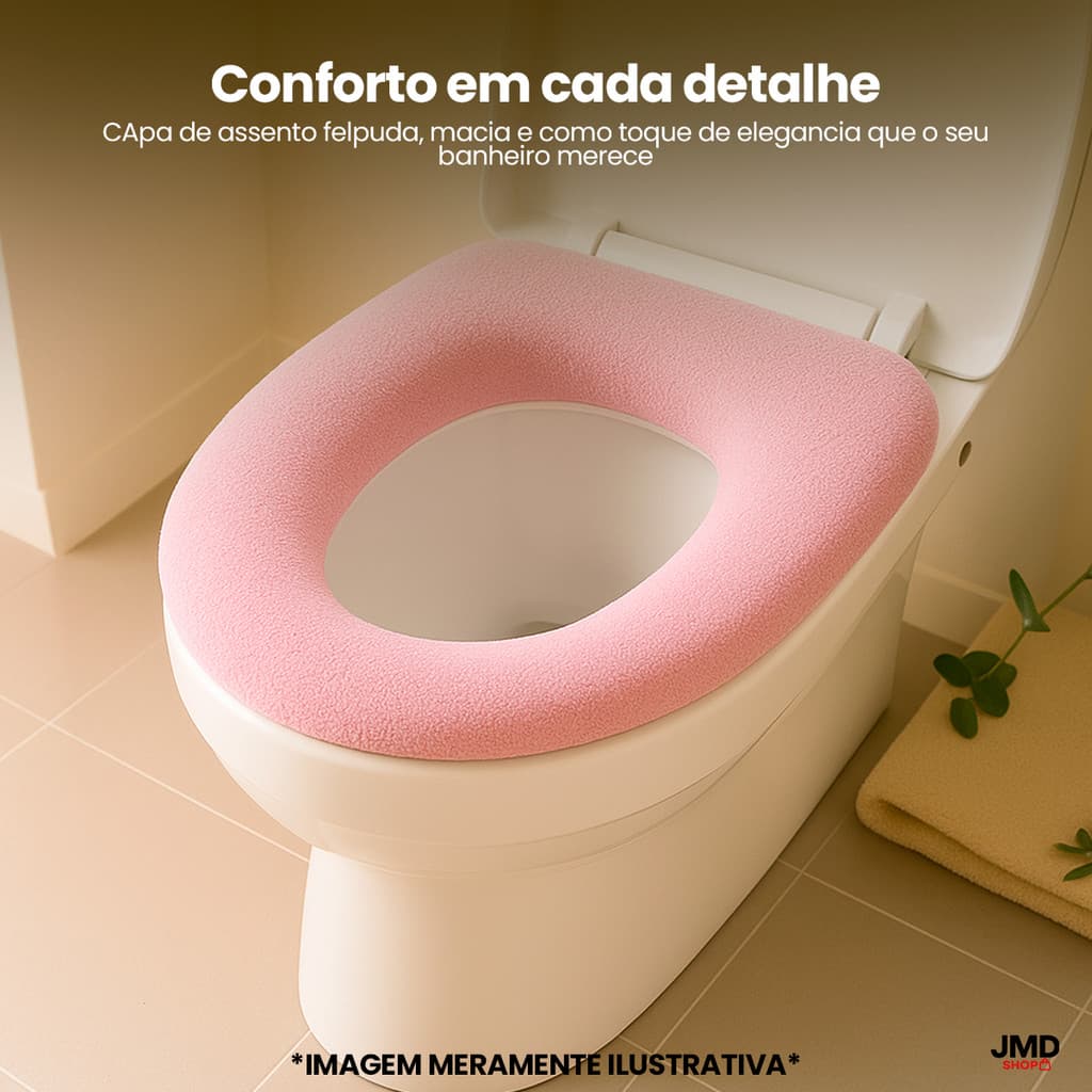 Capa Almofadada para Assento Sanitário Felpuda Lavável e Confortável