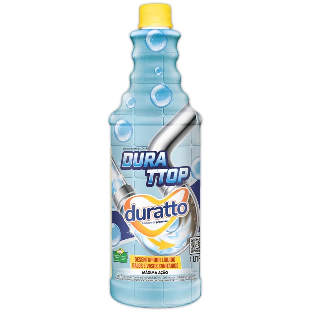 Desentupidor Líquido DURATTOP Pia Ralo Privada Cabelo Vaso Saniátrio Absorvente limpa cano eficaz 1L