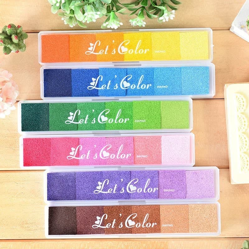 Almofada De Carimbo Longa Multicolorida , 10 Cores , Um Conjunto De Pintura A Dedo Infantil , Tinta Pequena Modelos