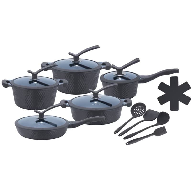 Conjunto Panelas 12 Peças Inox Luwave Com Utensílios De Silicone Gás e Elétrico e fogão de indução.