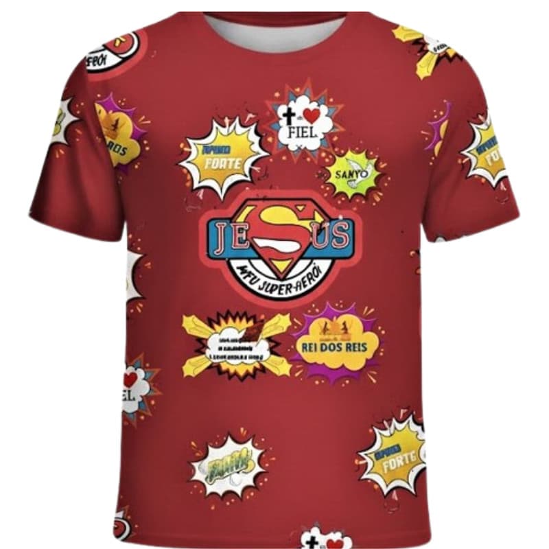Camiseta camisa Jogo Todos Personagem Jesus é o rei Algodão Infantil
