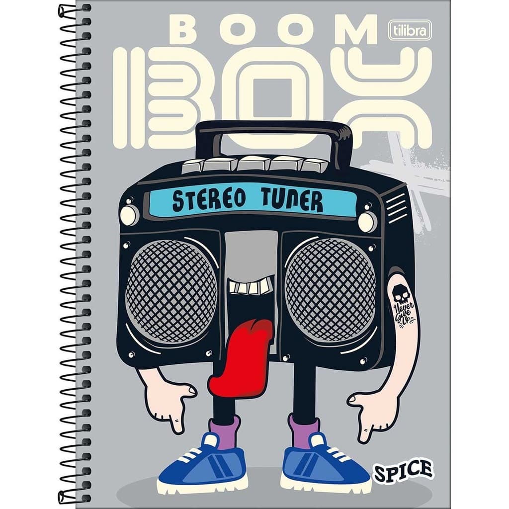 Caderno Universitário 1 Matéria Spice Masculino 80 Folhas Tilibra – Capa Dura Ride, Goal, Gamer, Boom Box