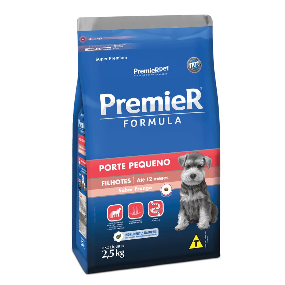 Ração para cães filhotes porte pequeno até 12 meses Premier Fórmula - 2,5kg
