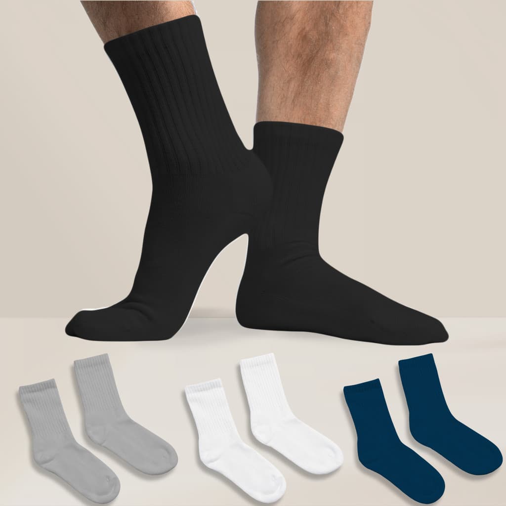Kit 3 Pares Meia Cano Médio Masculina Academia Respiravel