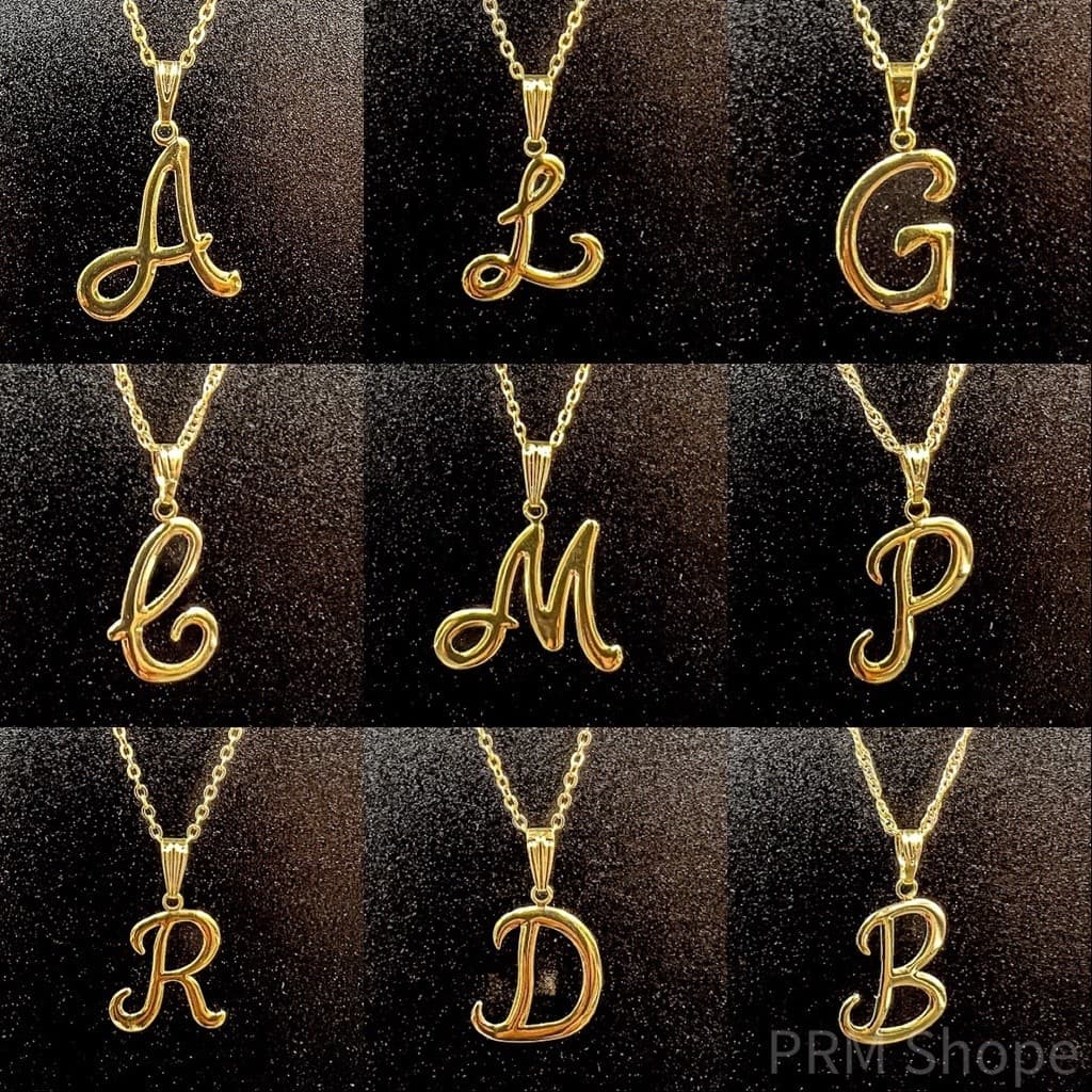 Colar   De Letra Inicial nome Dourado Folheado  prata