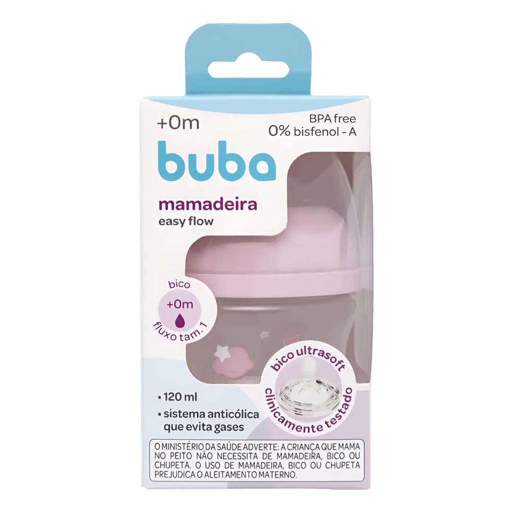 Mamadeira Easy Flow Nuvem Rosa Buba 120ml