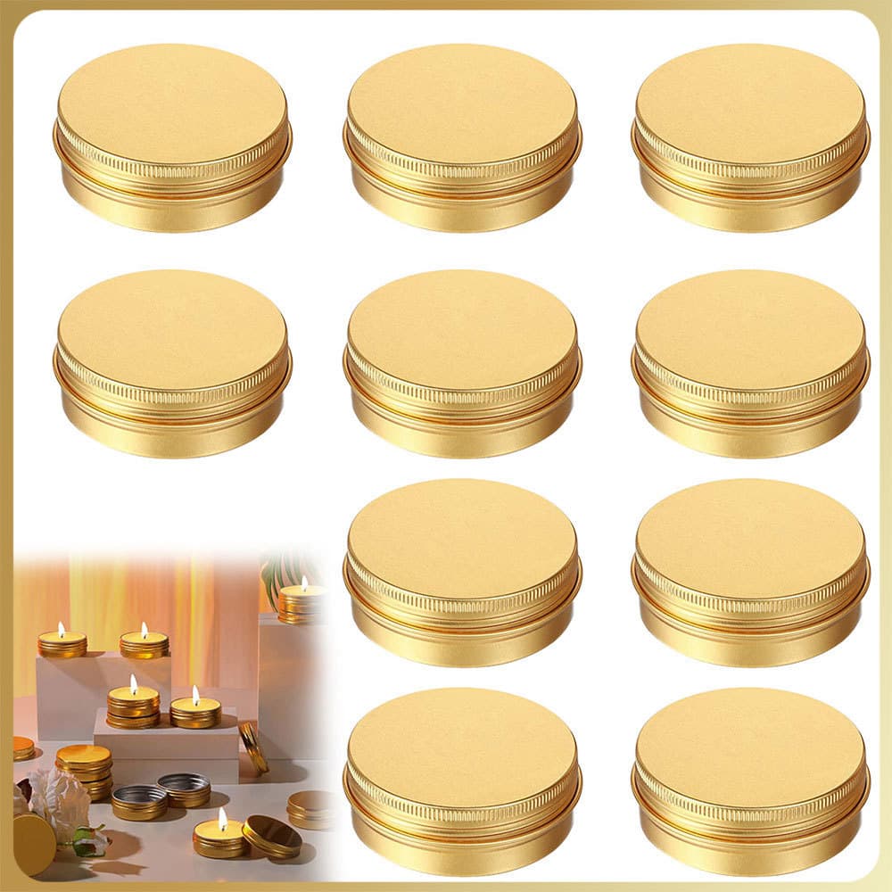 10 latas redondas de alumínio douradas 50ml/50g para fazer velas e lembranças