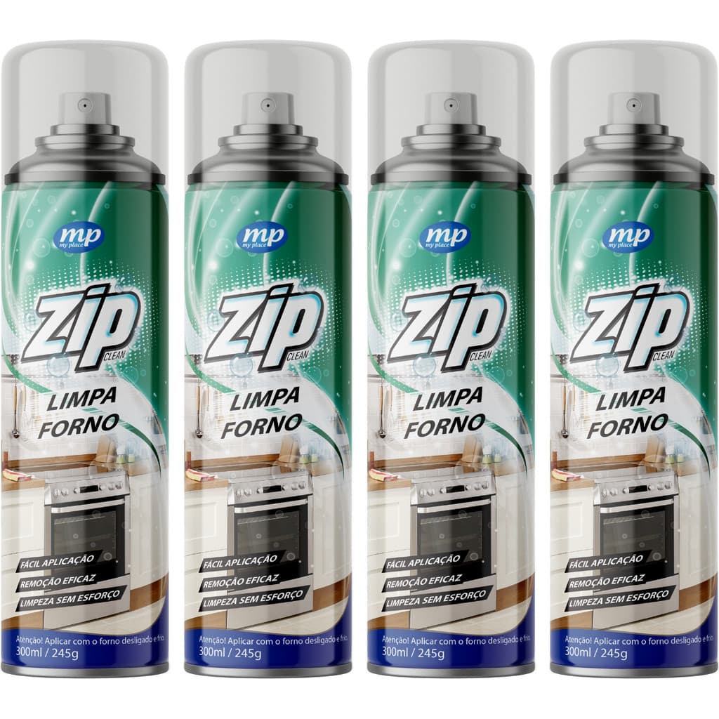 Kit 4 Limpa Forno Zip Clean 300ml – Desengordurante Rápido Remove Gordura Pesada