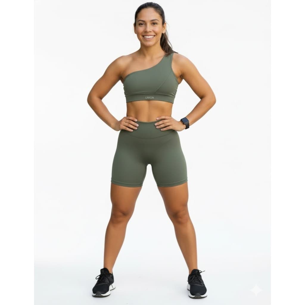 Conjunto Fitness Shorts e Top Mula Manca 1 Alça Poliamida