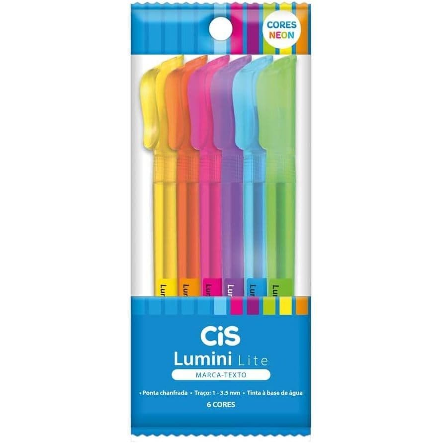 Marca-texto Lumini Lite Neon, Pacote com 6 cores Neon CIS
