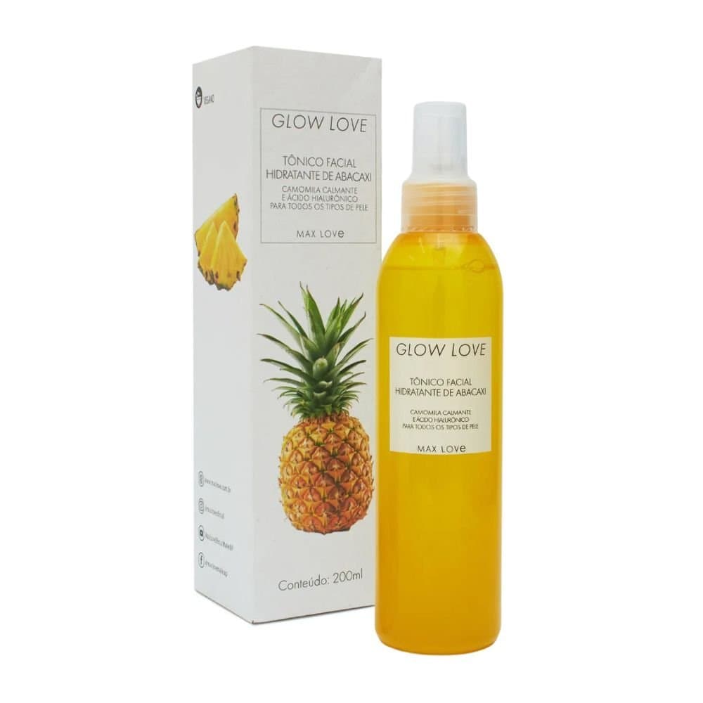 Tônico Facial Vegano Glow Love Hidratante de Abacaxi Max Love