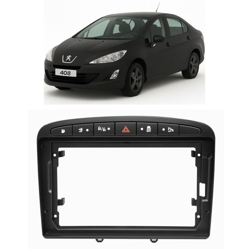 Moldura Painel 9 Poleg Peugeot 408 2010 a 2012 Preto Fosco
