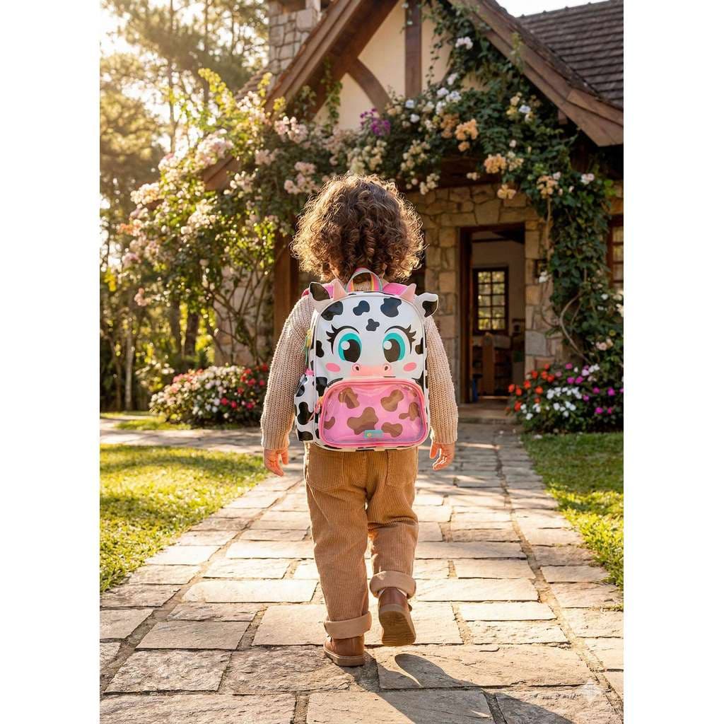 Mochila de costas mini passeio e escolar Puket Vaca Branca