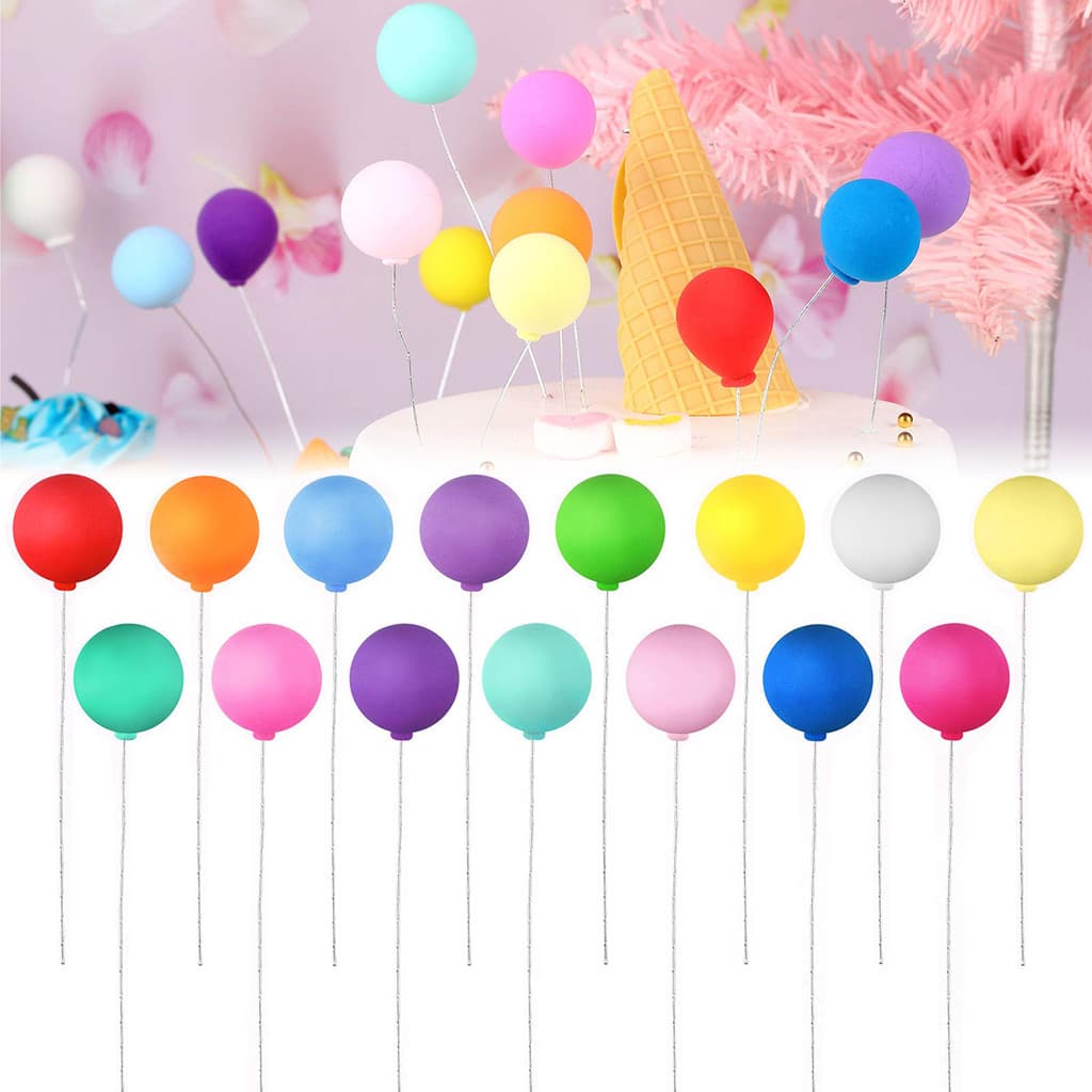 30 Pçs Balão Bolo Topper Mini Colorido Picaretas Reutilizáveis Argila Cupcake Toppers Shopbc2387