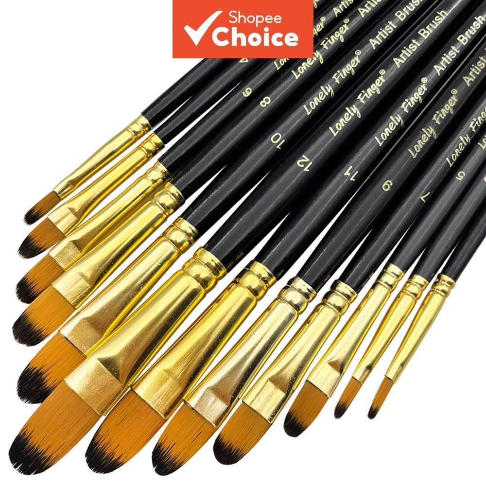 Conjunto de 12 pincéis Filbert, pincel artístico para acrílico, óleo, aquarela, guache, kits profissionais de pintura