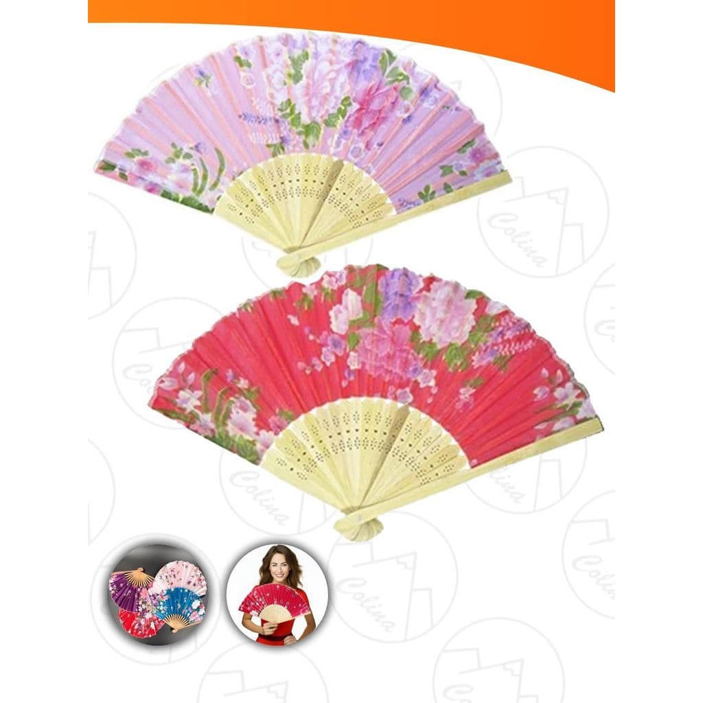 Leque Oriental Flores De Tecido Para Festa Dança Carnaval Decoração