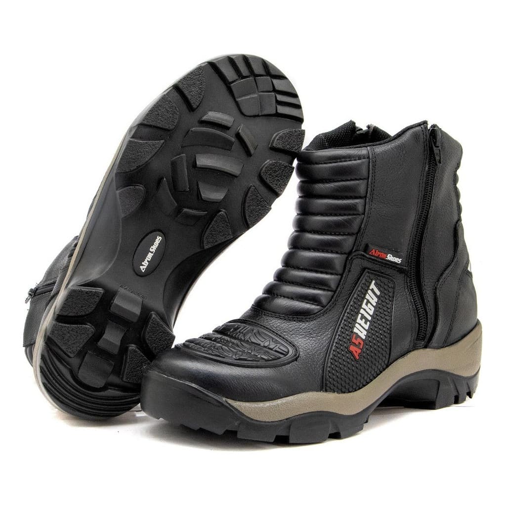 Bota Motociclista As-Height em Couro com Elevação Até 9cm para Moto Esportiva e Viagem Piloto
