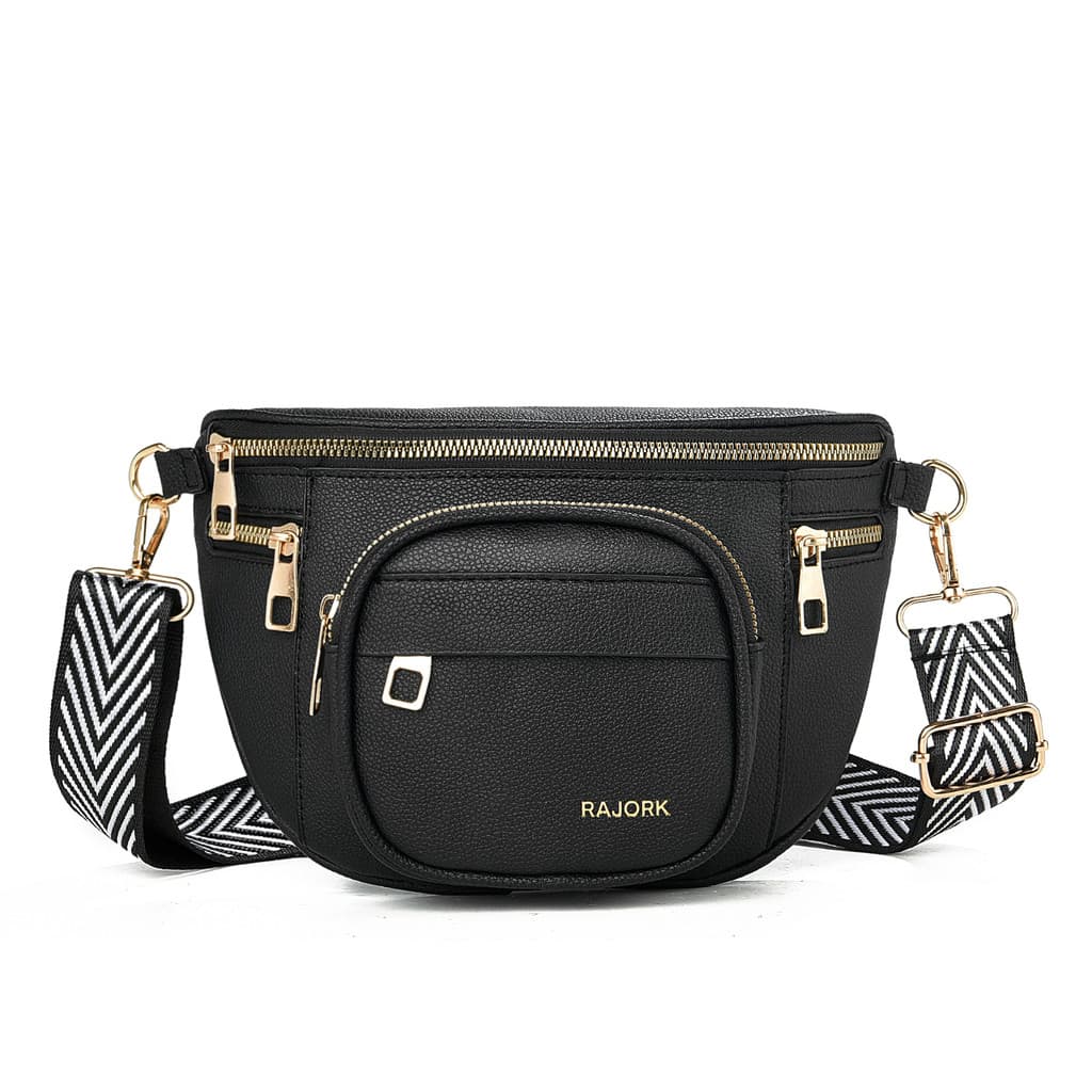 Bolsa Pochete Feminina Em Couro Pu Transversal Tipo Pochete Com Zíper Duplo