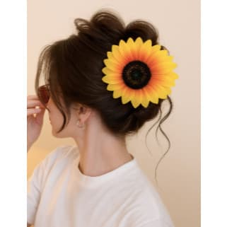 Grampo Piranha de Girassol Carnaval Elegante Pregadeira de Cabelo Piranha Floral Acessórios